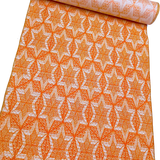 Orange Star-Hexagon Pongee Kimono Silk from Japan By the Yard  #327