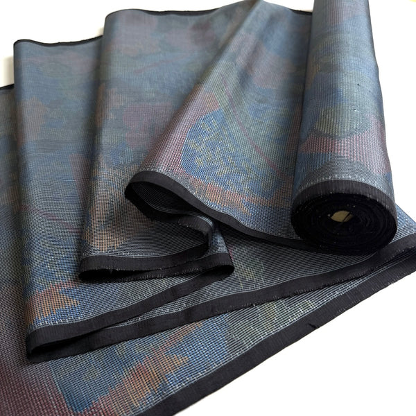 Misted Silver-Blue-Black Impossibly Lustrous Vintage Silk Oshima Tsumugi from Japan By the Yard #557