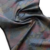 Misted Silver-Blue-Black Impossibly Lustrous Vintage Silk Oshima Tsumugi from Japan By the Yard #557