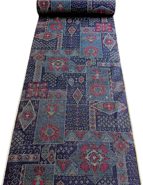 Tapestry-Like Yuki Tsumugi Handwoven Ikat Vintage Kimono Silk from Japan By the Yard #558
