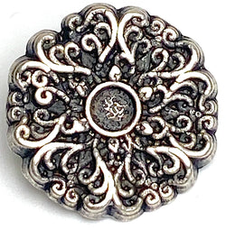 Silver Lace Button, 11/16" 18mm Metal Shank Back FOUR BUTTONS   #FJ-197