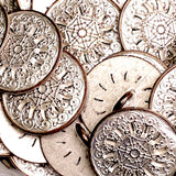 Byzantine Silver-White-Copper Button, 13/16" 20mm Metal, Shank Back FOUR BUTTONS   #FJ-198