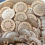 Byzantine Silver-White-Copper Button, 13/16" 20mm Metal, Shank Back FOUR BUTTONS   #FJ-198