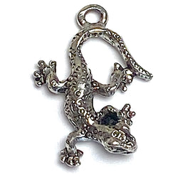 Gecko Lizard Charm/ Pendant 7/8" Pewter, Made in USA, Pack of FIVE  #FJ-199