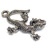 Gecko Lizard Charm/ Pendant 7/8" Pewter, Made in USA, Pack of FIVE  #FJ-199