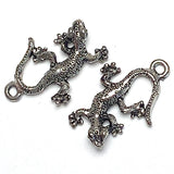 Gecko Lizard Charm/ Pendant 7/8" Pewter, Made in USA, Pack of FIVE  #FJ-199