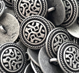 Madrigal Button Silver/Black 13/16" Shank Back Metal, Pack of TWENTY  #FJ-200