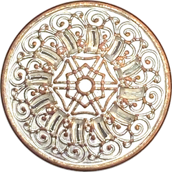 Byzantine Silver-White-Copper Button, 13/16" 20mm Metal, Shank Back FOUR BUTTONS   #FJ-198