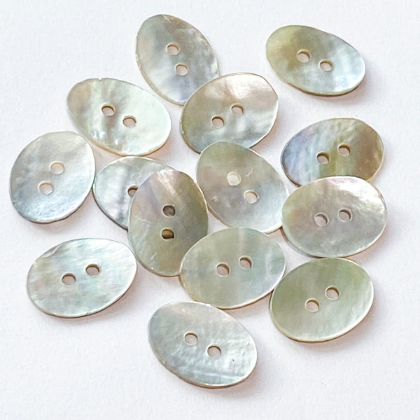 Re-Stocked Oval Moonrise Mother of Pearl 1/2" x 3/8" Iridescent Button 13mm, Pack of 12, #KB-806-12