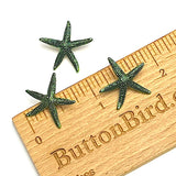 Starfish Button, Bright Green Metal Star Fish with Shank Back, by Susan Clarke   3/4"  # SC-633E