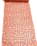 REMNANT. Sunset Geometry Ikat, Light Red-Orange Vintage Kimono Silk from Japan By the Yard 14" X 16" PIECE  #332