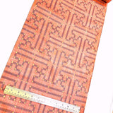 REMNANT. Sunset Geometry Ikat, Light Red-Orange Vintage Kimono Silk from Japan By the Yard 14" X 16" PIECE  #332