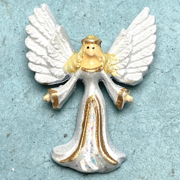 SALE: Angel Button by Susan Clarke 1-1/4" Hand Painted Metal, Shank Back #CH-577