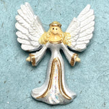 SALE: Angel Button by Susan Clarke 1-1/4" Hand Painted Metal, Shank Back #CH-577