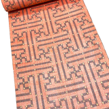 REMNANT. Sunset Geometry Ikat, Light Red-Orange Vintage Kimono Silk from Japan By the Yard 14" X 16" PIECE  #332