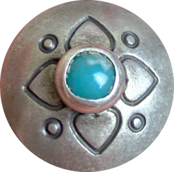 5/8" Dogwood Flower Southwest Concho Style Button with 'Turquoise'  #SW-98