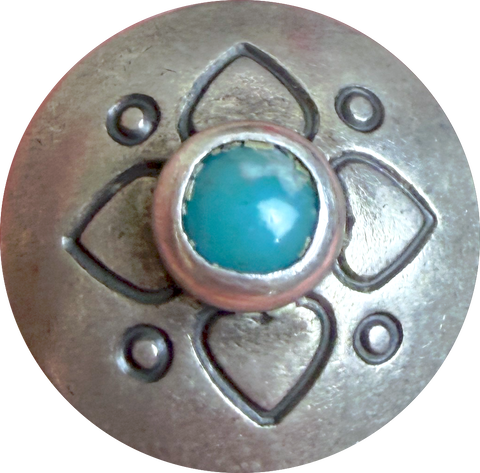 5/8" Dogwood Flower Southwest Concho Style Button with 'Turquoise'  #SW-98