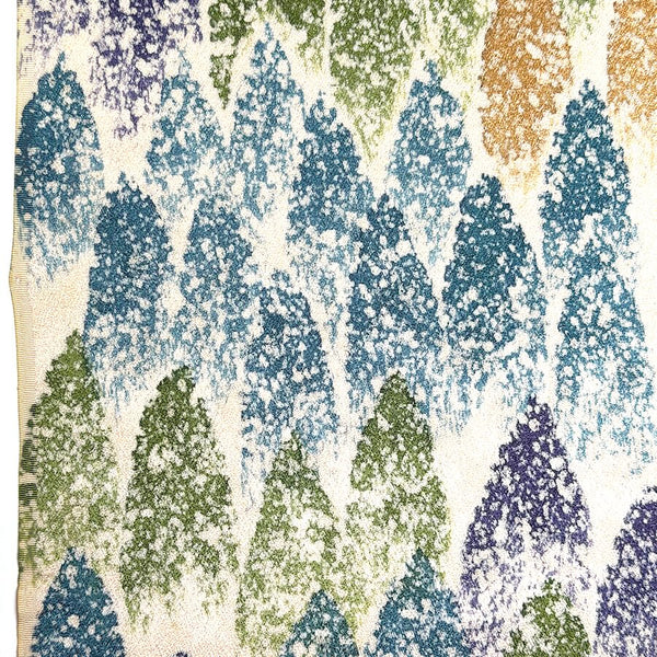 Set of Three Pieces, Snowstorm on Pale Gold Satin/Crepe Vintage Kimono Silk from Japan, 14" x 18" , 6" x 42" #4680