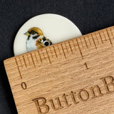 Running Low, Sparrow Bird Porcelain Button 1-1/8" 2-hole, Handmade in London