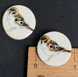 Running Low, Sparrow Bird Button, Porcelain 7/8" (Smaller Size) Handmade Ceramic