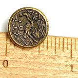 Crane Button, 5/8" Antique Repro Marsh Bird, Brass with Shank Back by Susan Clarke, #AR-407B