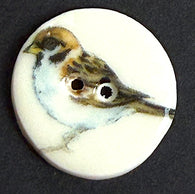 Running Low, Sparrow Bird Button, Porcelain 7/8" (Smaller Size) Handmade Ceramic