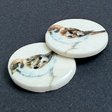 Running Low, Sparrow Bird Button, Porcelain 7/8" (Smaller Size) Handmade Ceramic