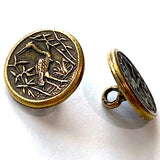 Crane Button, 5/8" Antique Repro Marsh Bird, Brass with Shank Back by Susan Clarke, #AR-407B
