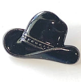 Running Low, Black Western Cowboy/Cowgirl Hat Metal Button, 3/4" by Susan Clarke