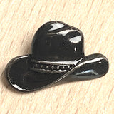 Running Low, Black Western Cowboy/Cowgirl Hat Metal Button, 3/4" by Susan Clarke