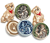 Susan Clarke Awesome Set of Eight Buttons for $28.00 Dogs, Butterflies, Fox and Bird Etc!  #FJ-205