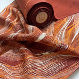 Rust/Cream/Orange Horse Tails, Vintage Kimono Chirimen Crepe Silk from Japan By the Yard #563