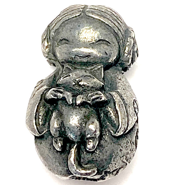Kokeshi Doll Pewter Bead from Green Girl Studios 13/16" 20mm