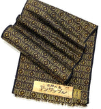 SALE Mustard/Black Hexagons Ochre Ikat, Vintage Kimono Silk By the Yard  #336