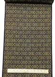 SALE Mustard/Black Hexagons Ochre Ikat, Vintage Kimono Silk By the Yard  #336