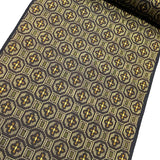 SALE Mustard/Black Hexagons Ochre Ikat, Vintage Kimono Silk By the Yard  #336