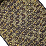 SALE Mustard/Black Hexagons Ochre Ikat, Vintage Kimono Silk By the Yard  #336