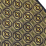 SALE Mustard/Black Hexagons Ochre Ikat, Vintage Kimono Silk By the Yard  #336