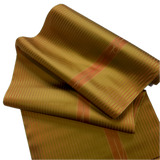 Gold/Red Stripe Satin Raincoat Silk, Vintage Kimono Yarn-Dye from Nishijin Japan By the Yard #564