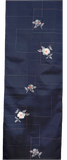 Quietly Cosmic Camellias on Dark Indigo, Vintage Kimono Silk Ikat from Japan By the Yard  #565