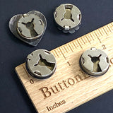 Set of 4, Vintage Sterling Silver Button Covers, Each One Different, Large Heart Included #MV-51