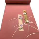 Dusty Rose Flower Portraits, Full 12.5 Yard BOLT, Tango Chirimen Vintage Tsukesage Kimono Silk from Japan  #566