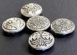 Set of 5, Vintage Sterling Silver Button Covers, Each One Different, 7/8" Mexico?  #MV-52