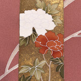 Dusty Rose Flower Portraits, Full 12.5 Yard BOLT, Tango Chirimen Vintage Tsukesage Kimono Silk from Japan  #566