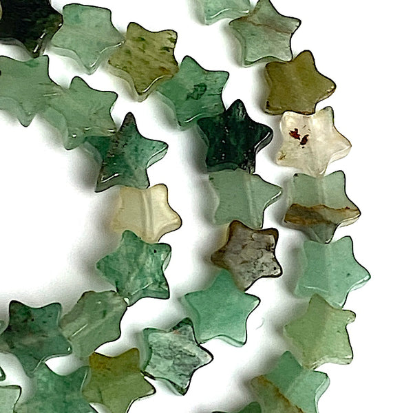 Re-Stocked Green Star Tiny Aventurine  Beads, 3/8" Strand of 65+ Beads, #LP-114