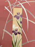 Dusty Rose Flower Portraits, Full 12.5 Yard BOLT, Tango Chirimen Vintage Tsukesage Kimono Silk from Japan  #566