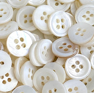 BULK DEAL Off-White Shell 4-Hole 7/16"-1/2" Small Rimmed 11.5 mm Button, Pack of 100  # LP-129