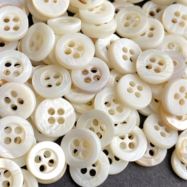 OUTLET DEAL Baby Palominos 3/8" Tiny Vintage 4-Hole 9mm Rustic Off-White Shell, Pack of 300 Buttons # LP-130