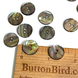 Re-Stocked, Selkie Moonshine Charcoal Iridescent Rainbow Abalone 2-Hole 5/8" 15mm Button, Pack of 14  #KB-948