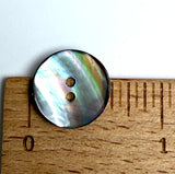 Re-Stocked, Selkie Moonshine Charcoal Iridescent Rainbow Abalone 2-Hole 5/8" 15mm Button, Pack of 14  #KB-948